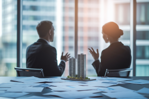 deux-personnes-affaires-table-maquette-ville