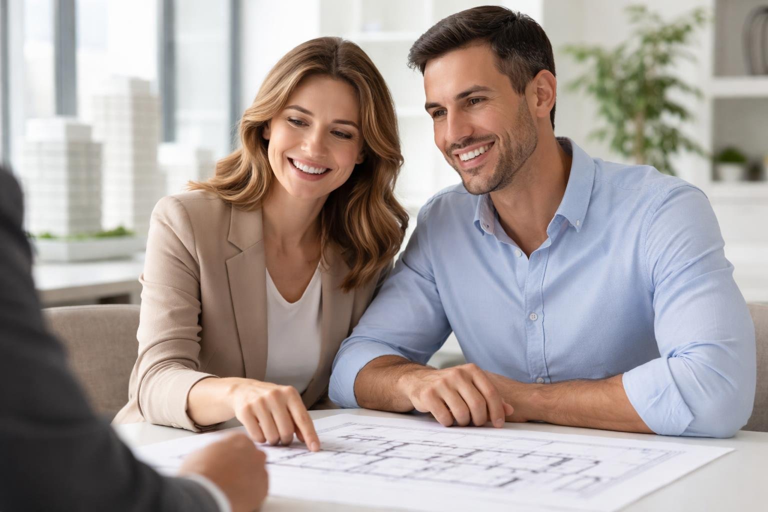 couple-discutant-plans-bureau-moderne