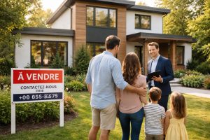 maison-moderne-famille-agent-immobilier