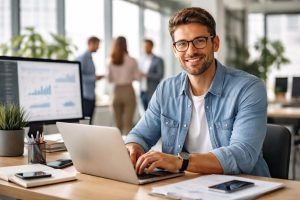 professionnel-bureau-moderne-graphiques-fenetres