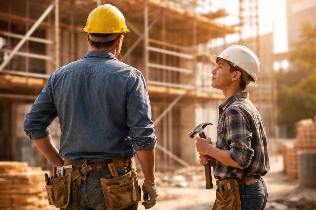 artisan-casque-apprenant-outil-echafaudages