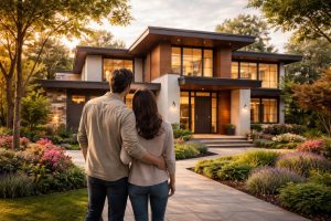 couple-maison-moderne-jardin-arbres