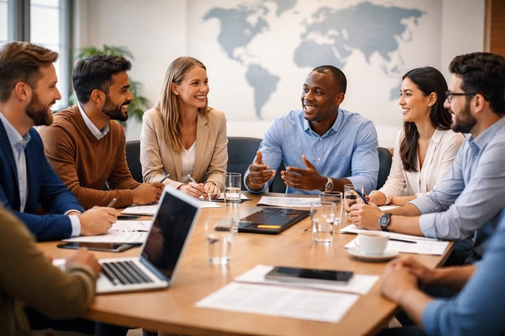 personnes-diverses-table-reunion-carte-monde