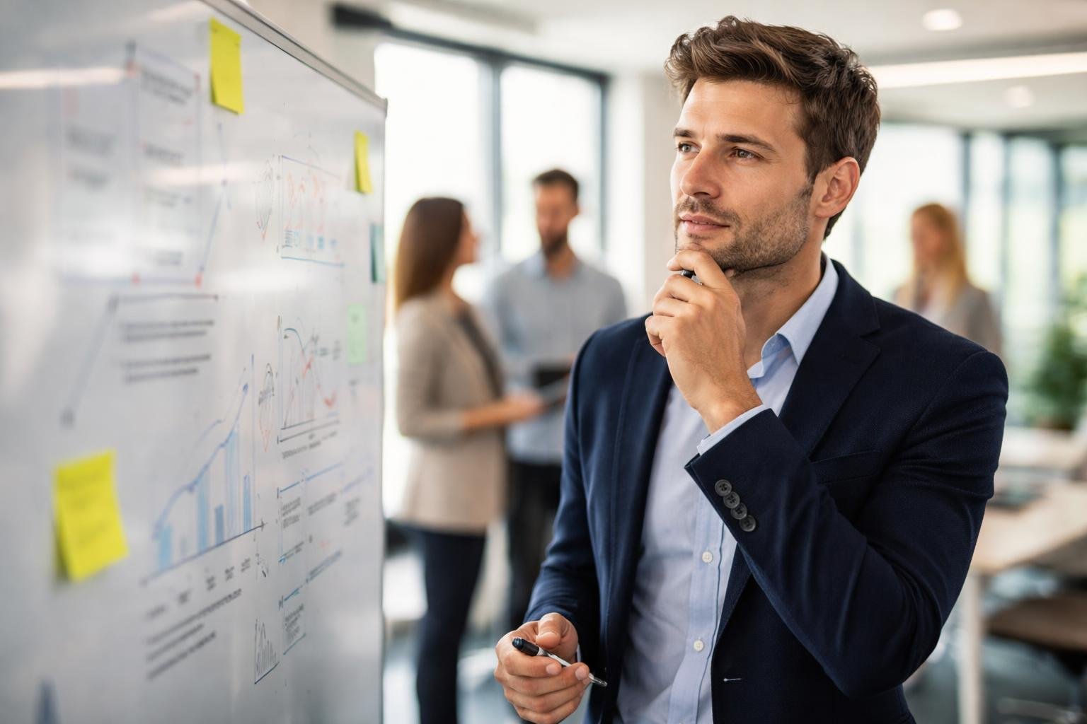 cadre-bureau-tableau-diagrammes-collegues