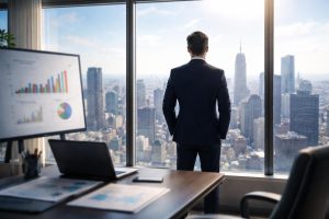 personne-affaires-vue-ville-tableau-graphiques