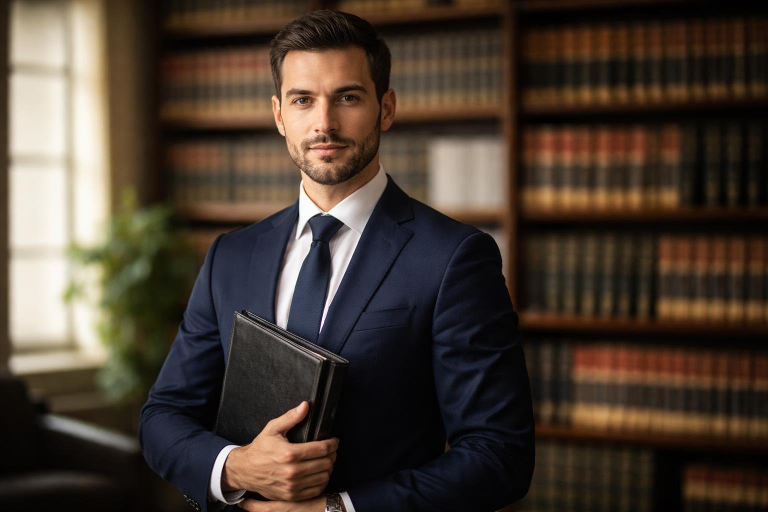 avocat-costume-livres-droit-etageres