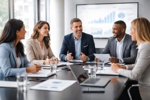 personnes-costume-table-conference-moderne