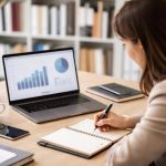 bureau-moderne-portable-personne-carnet