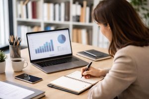 bureau-moderne-portable-personne-carnet