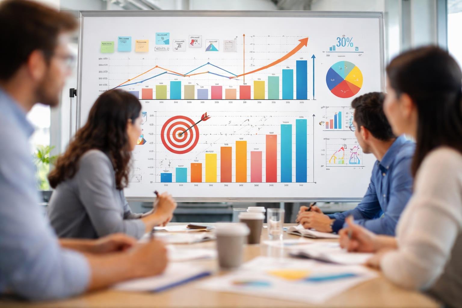 tableau-blanc-graphiques-financiers-personnes-floues
