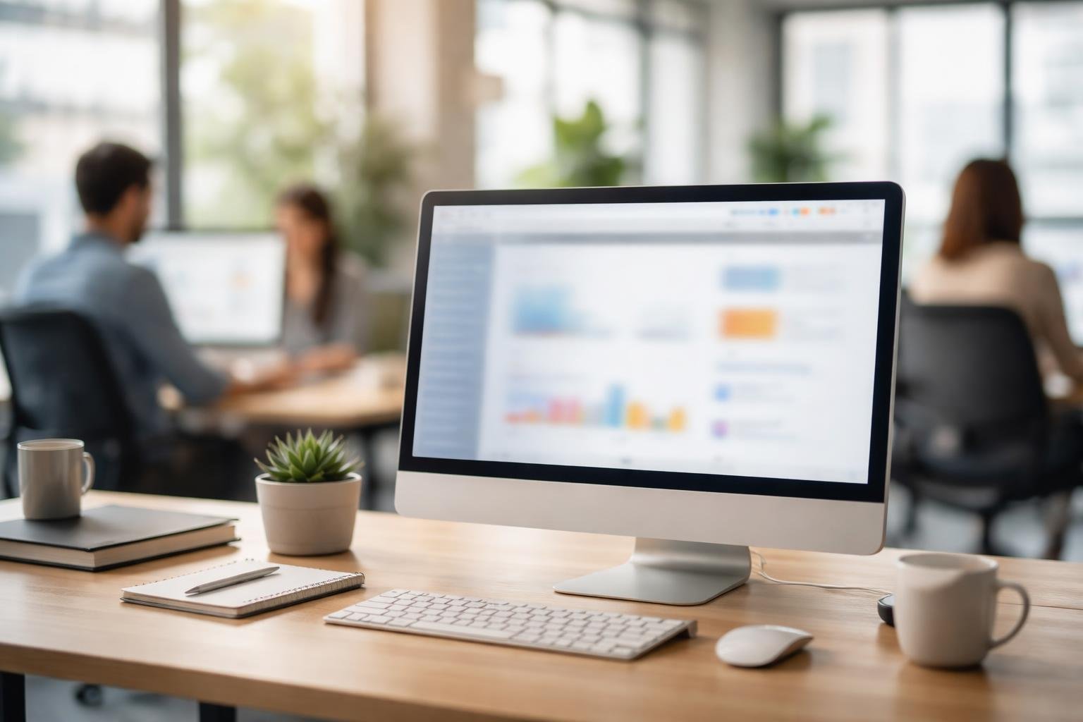 bureau-moderne-employes-flous-ordinateur